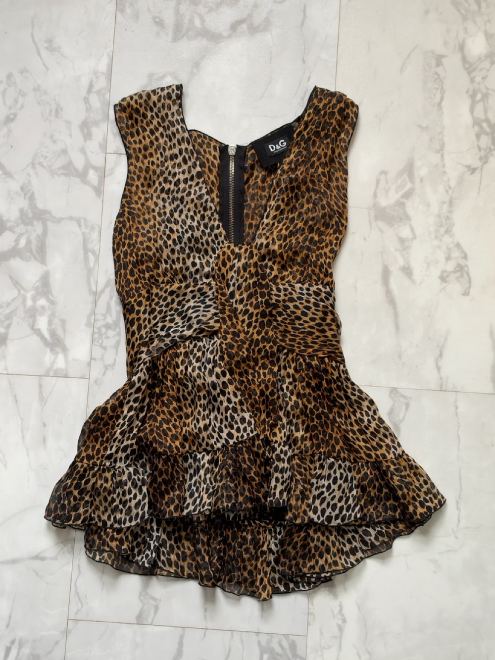 Dolce & Gabbana Brown and Black Leopard silk Top
